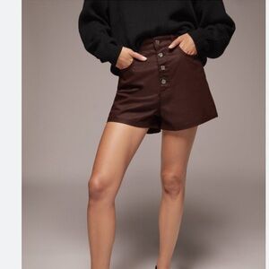 Zara Burgundy Coated Mom fit Shorts